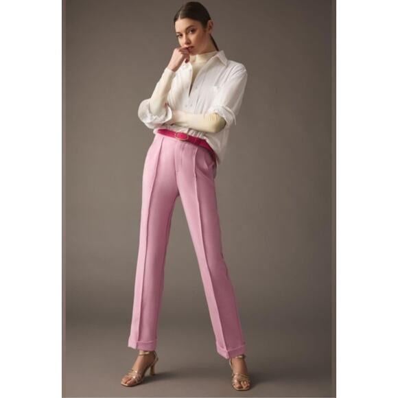 Anthropologie Maeve Women's Pink Lilac Straight Leg Seamed Trousers Pants Size 4 - Picture 1 of 13
